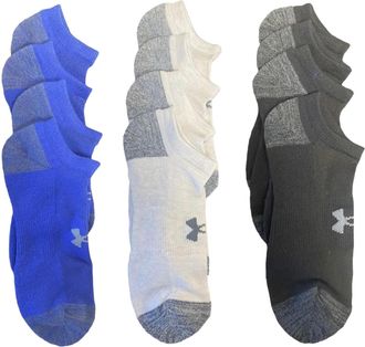 Under Armour Mens Cushion No Show Socks, 6 Pairs, Royal/AST, Size 8.5-13