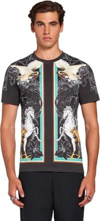 Roberto Cavalli Mens Black Hybrid Animals Printed Cotton T-shirt, Size Medium