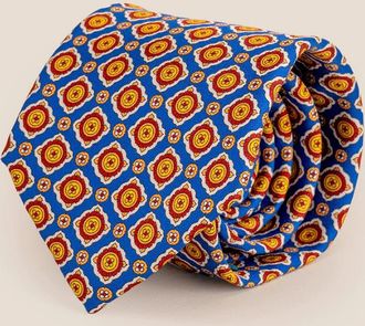 Oswin Hyde Mens Yellow Geometric Pattern Silk Tie
