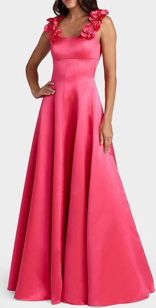 Mac Duggal Embellished Satin Square-Neck Gown
