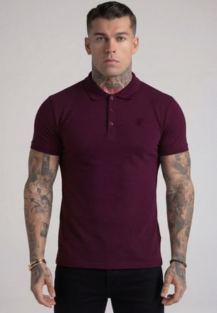 Siksilk Camiseta Polo para Hombres en Color Borgo&ntilde;a XXL