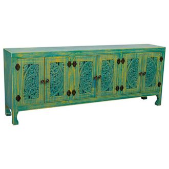 Wanderlust Deco Mueble bajo de madera de 6 puertas 130x24x51,5