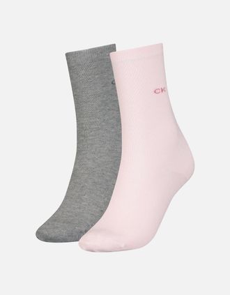 Calvin Klein Womens 2-Pack Classic Embroidered Logo Womens Socks, Grey/Pink - Size: 13/6.5/7/7.5/11.5/5/12/5.5/12.5/6/10/3.5/10.5/4/11/4.5/8/2/9/2.5