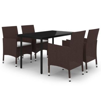 vidaXL Set Comedor De Jard&iacute;n 5 Pzas Y Cojines Rat&aacute;n Sint&eacute;tico Y Vidrio Vidaxl