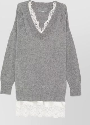 Ermanno Scervino cashmere ribbed v-neck long-sleeve knit mini dress