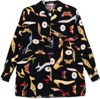 Ferragamo Camicia con stampa anni 90 - Nero