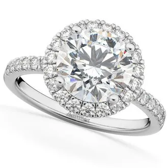 Allurez Halo Moissanite & Diamond Engagement Ring 14K in 2.10Ct/white Gold at Nordstrom, Size 6.5
