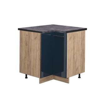 Vicco Armario De Esquina Fame-line, Azul Oscuro Alto Brillo, 80.5 Cm, Et Antracita