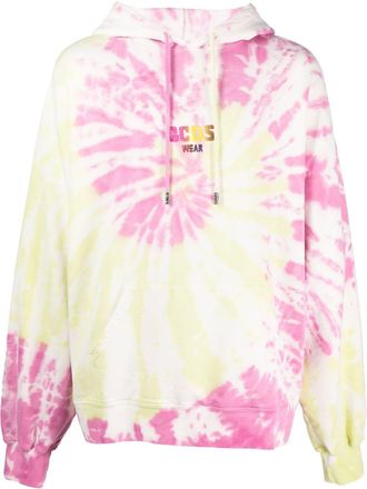 GCDS Hoodie met tie-dye print - Geel