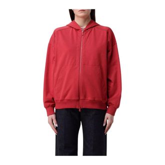 Brunello Cucinelli Brunello Cucinelli, Zip-throughs, female, Red, Size: XS Red ZipUp Hoodie Relaxed Fit