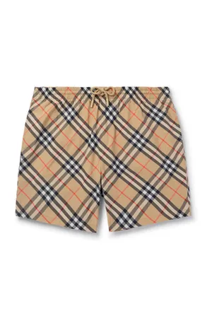 Burberry Straight-Leg Mid-Length Checked Swim Shorts