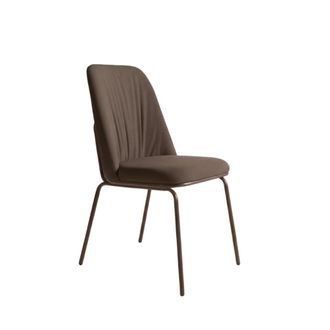 MondoViro Conjunto de 2 sillas con patas marrones y tela marr&oacute;n cm 61x49 93h