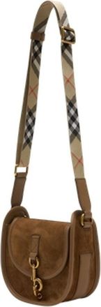 Burberry Womens B Clip Crossbody Bag Brown Calfskin