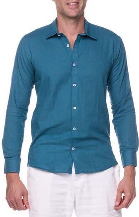 Ranee&rsquo;s Full Sleeves Resort Shirt in Teal at Nordstrom Rack, Size Xx-Large