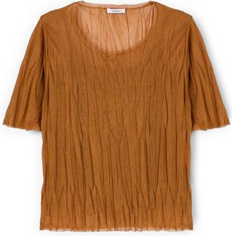 Motivi Cropped trui met kreukeleffect - Dames - Blouses - Oranje - XS - Polyester - Overhemden