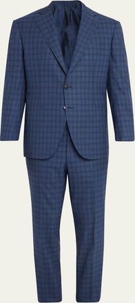 Cesare Attolini Mens Wool Windowpane Check Two-Piece Suit