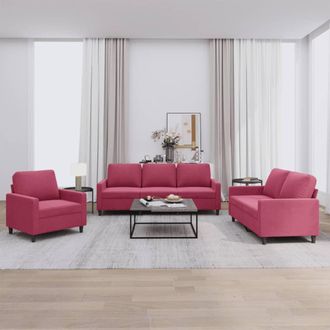 vidaXL Vidaxl - Juego De Sof&aacute;s Con Cojines 3 Piezas Terciopelo Rojo Tinto