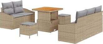 vidaXL Vidaxl - Garden Sofa Set 8 pcs Beige, Light Grey 80 x 80 x 71 cm