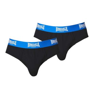Lonsdale Heren Contrast Tailleband Slip (Set van 2) (Zwart/Blauw)