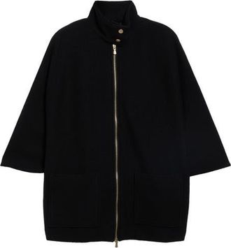 Eleventy Full Zip Wool Coat in 22 Black at Nordstrom, Size 44