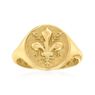 Ross-Simons Italian 14kt Yellow Gold Fleur-De-Lis Signet Ring