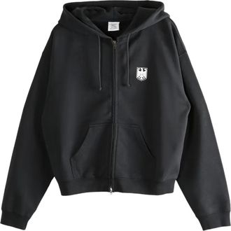 VETEMENTS logo-embroidered zip-fastening hoodie - Nero