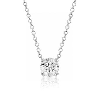 MAX + STONE 10K Yellow or White Gold Solitaire Round Pendant Embellished with Swarovski Zirconia Various Sizes