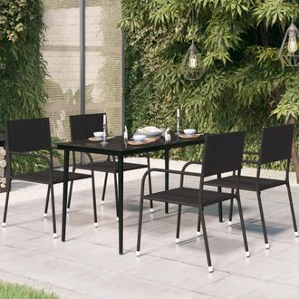 vidaXL Mesa De Comedor De Jard&iacute;n Acero Y Vidrio Negra 140x70x74 Cm Vidaxl