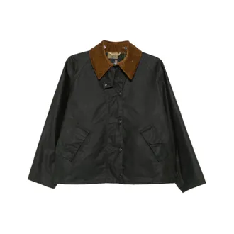 Barbour Jassen, Dames, Groen, XS, Katoen, Transport Wax Jacket