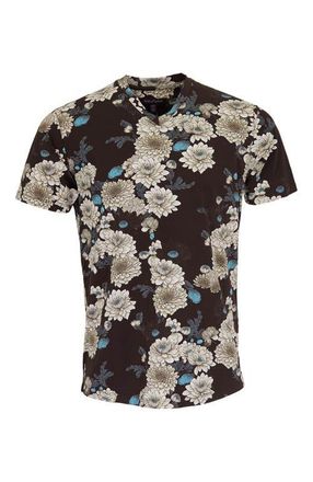 Lords of Harlech Maze V-neck Tee in Serious Floral Black at Nordstrom, Size Xx-Large