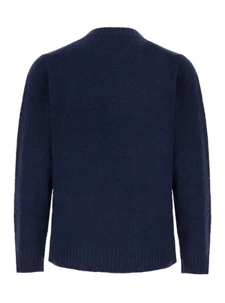 KANGRA Wool-Blend Crew Neck Sweater - Navy