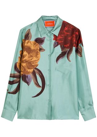La DoubleJ LA Double J Boy Printed Silk-twill Shirt - Blue - S (UK8-10 / S)