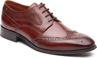 Base London Steeple Brogue Leather Mens Burnt Tan Brogues Shoes - Size UK 11