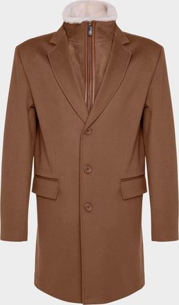 Gorski Men & apos;s Loro Wool Short Coat with Merino Shearling Lamb Trim