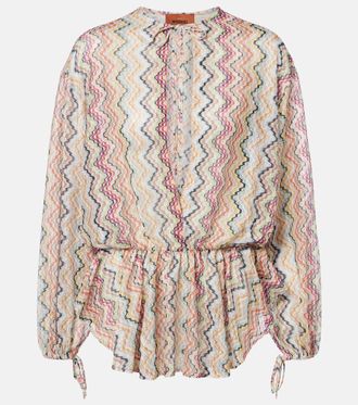 Missoni Zig Zag cutout gathered blouse