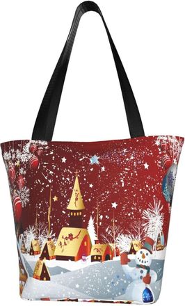 AOOEDM Merry Christmas Snowmen Reusable Tote Bag Women Casual Handbag Shoulder Bags for Shopping Groceries Travel Outdoors