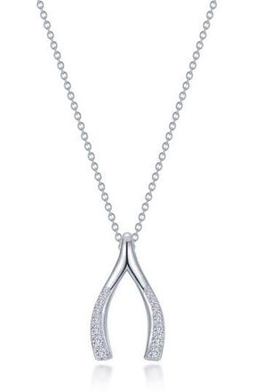Lafonn Simulated Diamond Wishbone Pendant Necklace in Silver at Nordstrom Rack