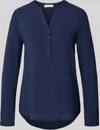 Christian Berg Blusenshirt aus Viskose mit V-Ausschnitt in Dunkelblau, Größe 46