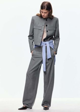 Mango Pantaloni dritti dettaglio cuciture grigio - Donna - 38 - MANGO