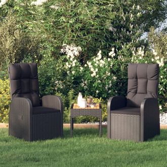 Berkfield Home Reclining Garden Chairs with Cushions 2 pcs Black Poly Rattan