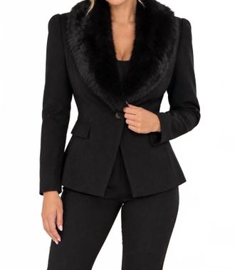 L'agence Kaisley Fur Collar Blazer In Black