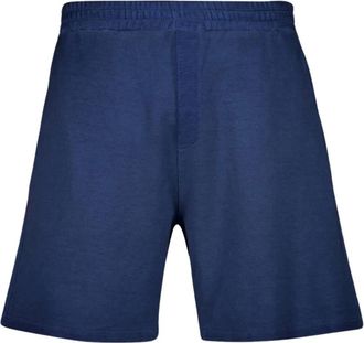120% Lino Korte Broeken, Heren, Blauw, M, Linnen, Fleece Linnen Shorts