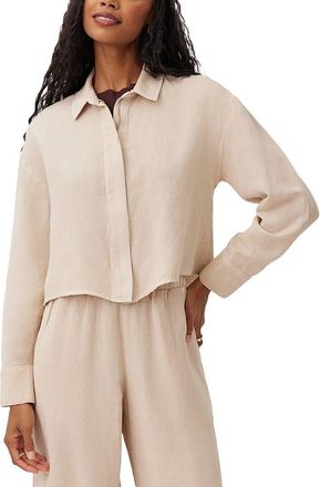 Bella Dahl Oversized Cropped Linen-Blend Shacket