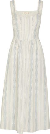 LoveShackFancy Loveshackfancy Majory Floral Cotton Midi Dress - Light Blue - 6 (UK10 / S)