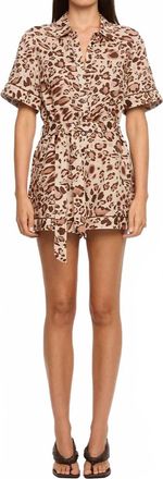 Kivari Paris Playsuit In Neutral Leopard