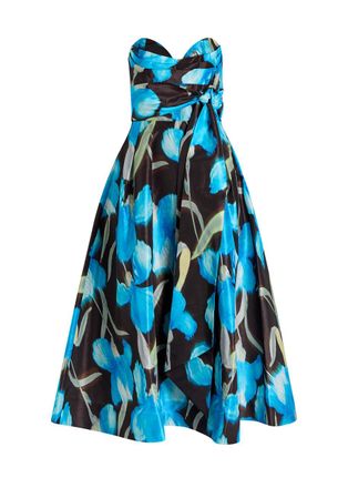 Rebecca Vallance Ingrid Floral-print Moiré Midi Dress - Black - 16 (UK16 / XL)