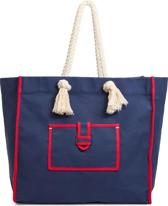 Clare Vivier Beach Marine Canvas Tote in Navy at Nordstrom