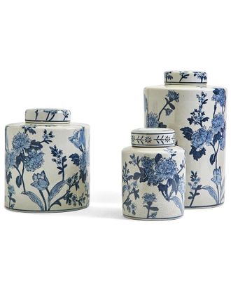 Two's Company Set Of 3 Japanese Blossom Tea Jars