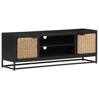 Berkfield Home TV Cabinet 120x30x40 cm Solid Mango Wood in Black | Size: 120 x 30 x 40 cm
