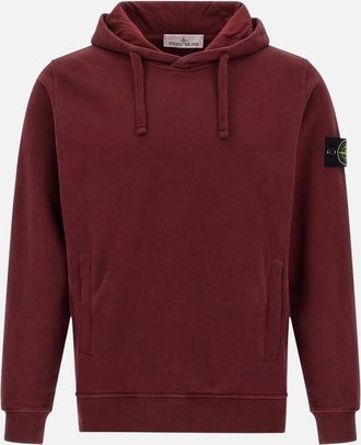 Stone Island Mens Stone Island Burgundy Red Fleece Cotton Hoodie - Size: 40